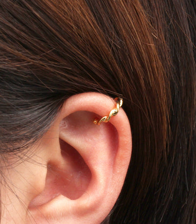 Ear cuff no piercing earring stelring silver 14k plated gold ear cuff
