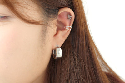 No piercing Cartilage earring silver Ear cuff no piercing Sterling silver Ear Cuff no piercing 14k Gold plated Heart Conch earring