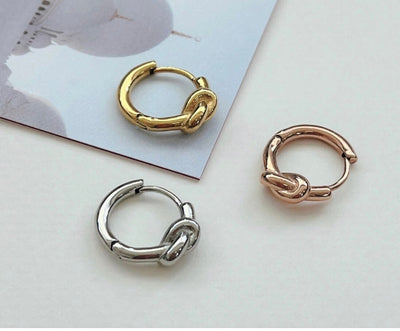 knot hoop earrings knot earrings Gold hoop earrings Gift for her minimalist earrings Silver hoops earrings tied knot hoop earrings