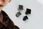 Square Spiral stud earring Silver black spiral stud earring Geometric Earring Square swirl cartilage earring for men Midsize square studs