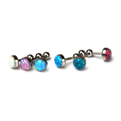 Opal Earring 16g Tiny Prism Opal Cartilage Helix Conch Rook Pierced Earring 4mm 6mm Opal Stud Earring Ball Labret