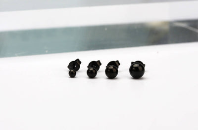 Onyx Stud Earrings 3 4 5 6mm Black Onyx Ball with Surgical Steel Posts Tiny Black Onyx Cartilage Earrings Size Selection