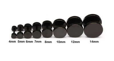 Black Circle Stud Earrings High Polished Surgical Steel Screw Flat Back 4mm~14mm Black Round Disc Stud Earrings For Women Men Jewelry 1pair