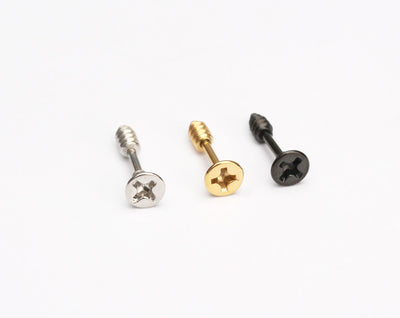 16G Screw Stud Earrings Piercing Cartilage Helix Tragus Screw Stud Piercing Nail Studs Punk Studs Unique Studs Hardware Gold Screw Studs