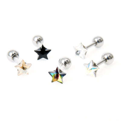 Star Cartilage Earring 16g Star Crystal Ear Piercing Star Helix Earring Surgical Steel Celestial Ear Piercing Small Cartilage Earring