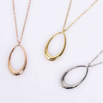 Oval Shape Necklace for Women Teardrop Design Simple Necklace Thin Delicate Minimalist