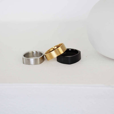 6mm Angled Silver Gold Black Rings Matte Finish Unisex Simple Geometric Band Ring for Unisex