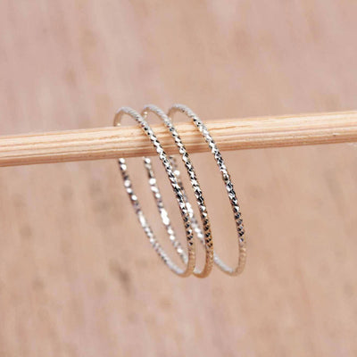 Silver 0.8mm Diamond Cut Sterling Silver Ring Minimalist Dainty Stackable Skinny Thin Silver Rings