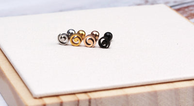 16g swirl earring  tiny cartilage studs earring piercing  swirl cartilage helix tragus jewelry   circle stud earring  mens earring