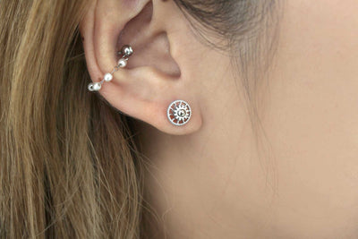 Wheel Earrings 16G Spinning Earrings Spin stud earrings Spoked earrings Disc Stud Earrings Round Circle Wheel Stud Earrings statement earrin