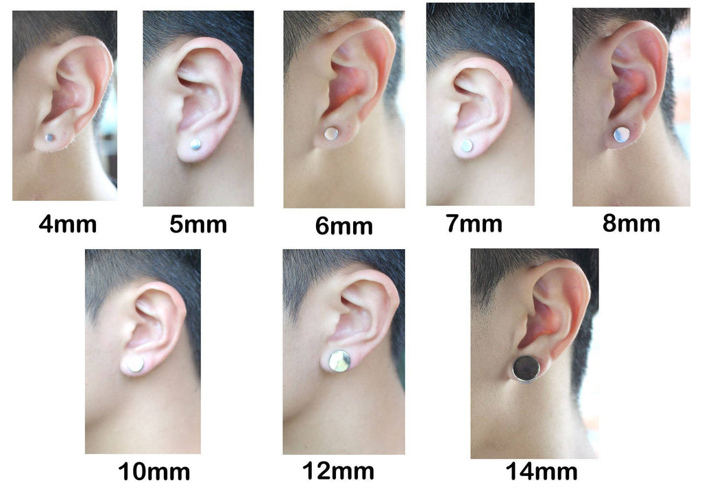 Mens CZ Single Earring Ear Plug Stud 316L Surgical Steel 3mm 4mm 5mm 6mm  7mm 8mm - Karma Jewellery and Body Piercing