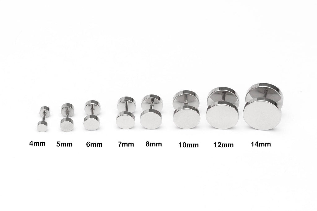 Titanium Screw Back Earrings Black Surgical Stainless Steel