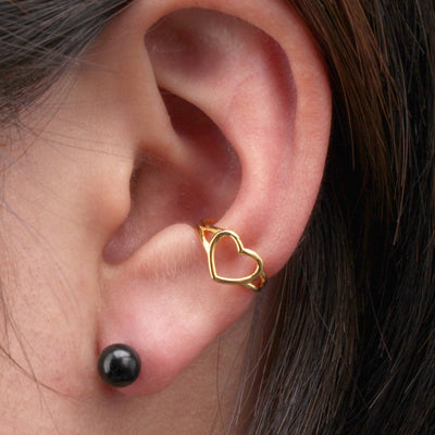 Ear Cuff No Piercing Heart Ear Cuff Gold No Piercing Earring Cuff Earring Dainty Cuff Earring Double Cuff Earring Minimalist