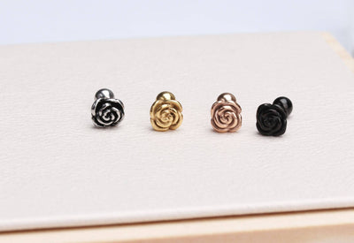 Rose Stud Earring Piercing Flower Helix Piercing Rose Flower Studs Piercing Rose Cartilage Earring 16g Single