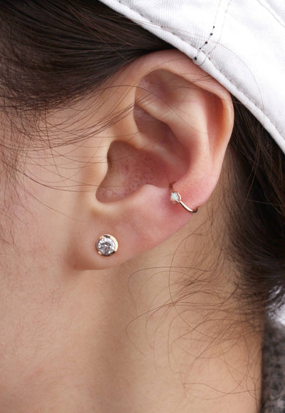 Ear Cuff No Piercing Opal Sterling Silver Ear Cuff No Piercing 14k Gold Plated Cuff Rose Gold Plated Cuff Conch Ear Wrap Plain Ear Cuff