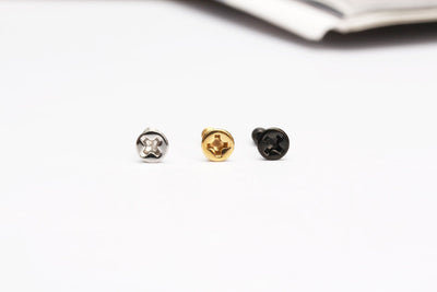 16G Screw Stud Earrings Piercing Cartilage Helix Tragus Screw Stud Piercing Nail Studs Punk Studs Unique Studs Hardware Gold Screw Studs