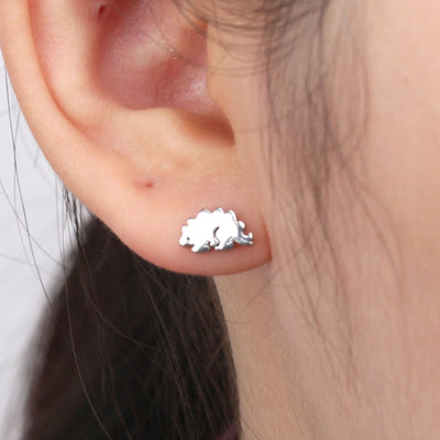 Dinosaur earrings stegosaurus dinosaur piercing earrings screw back dino earrings