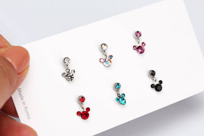 Mickey Mouse Earring 16g Tiny Mickey Mouse Dangle Earring Tiny 4mm Mickey Ball Studs Earring Minimalist Cartilage Earring 1 Piece