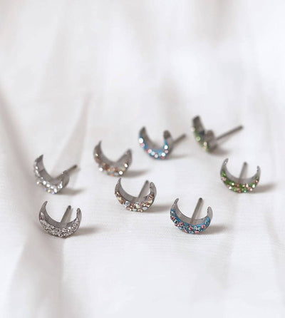 Moon Stud Earrings Dainty Studs Moon Earrings Small Earrings Cartilage Stud Crescent Moon Studs Moon Studs Safety Back 1pair