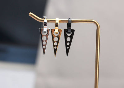 Triangle Drop Earrings Geometric Earrings Gold Huggie Earrings Huggie Hoop Earrings Gold Hoop Earrings Drop Huggie Earrings