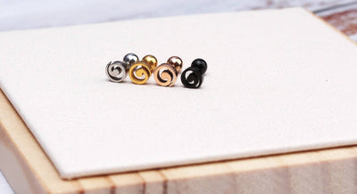 16g Swirl Earring Tiny Cartilage Studs Earring Piercing Swirl Cartilage Helix Tragus Jewelry Circle Stud Earring Men’s Earring