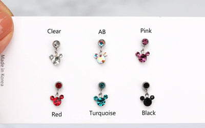 Mickey Mouse Earring 16g Tiny Mickey Mouse Dangle Earring Tiny 4mm Mickey Ball Studs Earring Minimalist Cartilage Earring 1 Piece