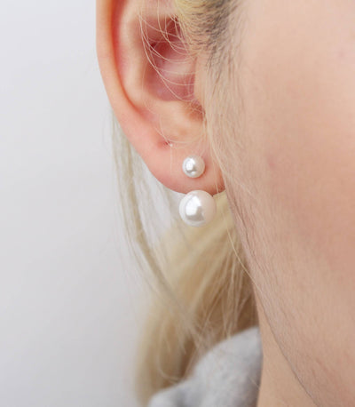 16G Double Sided Tiny Pearl Stud Earrings Tragus Helix Cartilage Conch Piercing Ear Jacket Gift For Her 2 Pieces