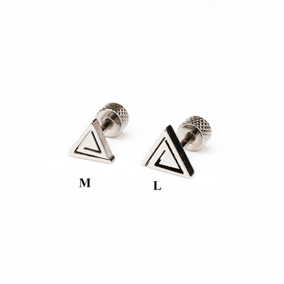 16g Triangle Earring Spiral Studs Earring Piercing For Men Black Spiral Stud Earring Geometric Earring Surgical Steel Screw Back Earring