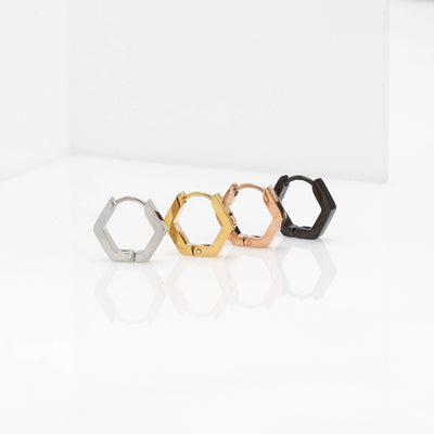 Hexagon Huggie Hoop Earrings Hexagon Earrings Gold Hoop Earrings Hexagon Hoop Earrings Gold Huggie Earrings Geometric Earrings