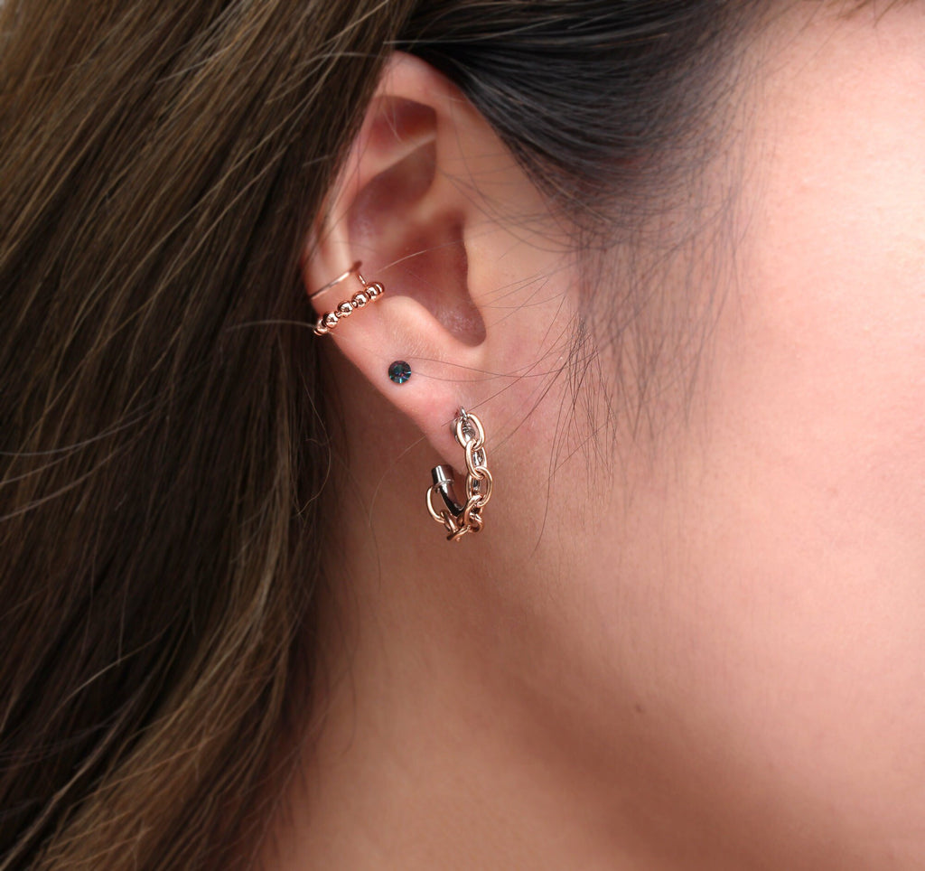 Chain Stud Earrings with Surgical Steel Geometric Hoop Earrings Chain – The  Clinda