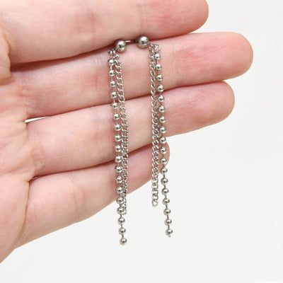 Chain Link Earrings Chain Studs Dangle Earrings Silver Earrings Drop Earrings Fashion Earrings Dainty Silver Studs Surgical Steel