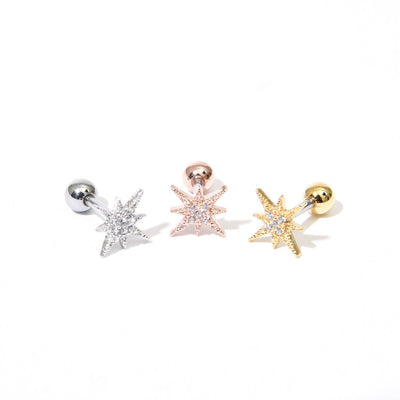 16g North Star Earrings Star Earrings Star Studs Starburst Earrings Galactic Star Earring Celestial Earring Gold Star Earring