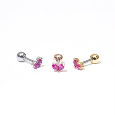 16g Pink Heart CZ Stud Cartilage Earring Helix Piercing Tragus Piercing Forward Helix Conch Tragus Multi Piercing Surgical Steel