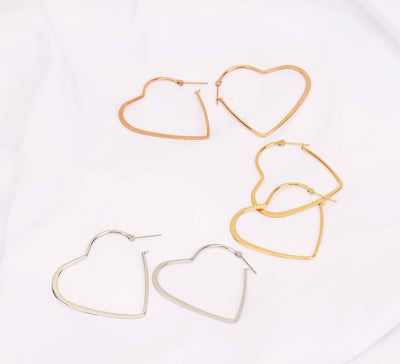 Heart Earrings Heart Hoop Dangle Earrings Heart Shaped Hoops Earrings Gift For Her Dainty Earrings Gold Minimalist Hoops Earrings