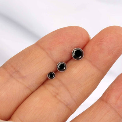 Plastic Post Earrings Black CZ Stud earrings Retainers earrings Black Cubic earrings Hypoallergenic Metal free earrings Plastic stud earring