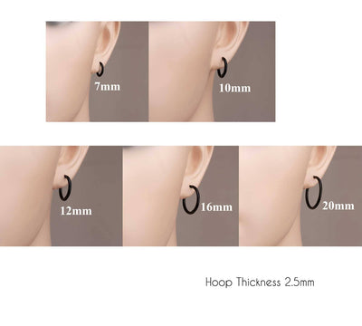 Black Hoop Earrings Black Hoop Earrings 2mm Bold Hoop Earring Kpop Earring BTS Earrings Hipster Simple Balck Hoop Earrings