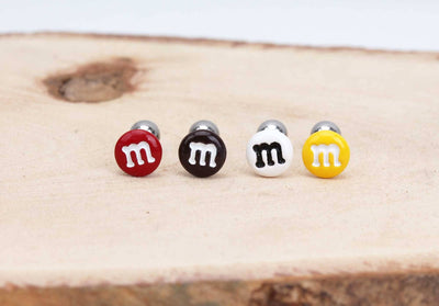 M&M Stud Earring 16g Single Ear Piercing Candy Cartilage Helix Earring MNM Earring Candy Earring Single Cartilage Earring Chocolate Helix