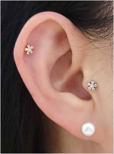 Tiny Flower Cartilage Earring 16g Flower Conch Helix Tragus Earring Single Stud Earring Hypoallergenic Dainty Mini Flower Small Studs