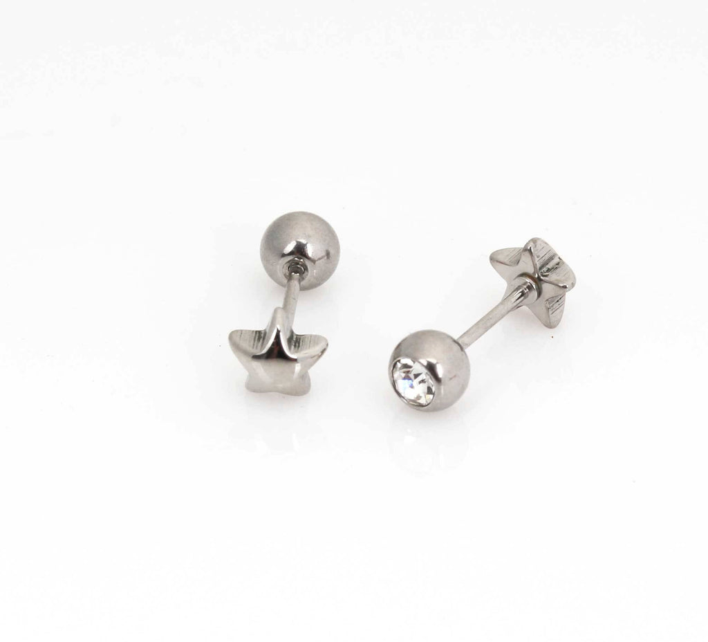 Screw back earrings studs Tiny star stud earrings sterling silver