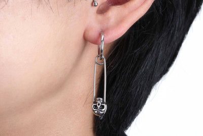 Skull Hoop Earrings Hoop Earrings Huggie Earrings Dangle Skull Pin Earrings Men’s Hoop Skull Earrings Skull Hoop Gothic Earrings