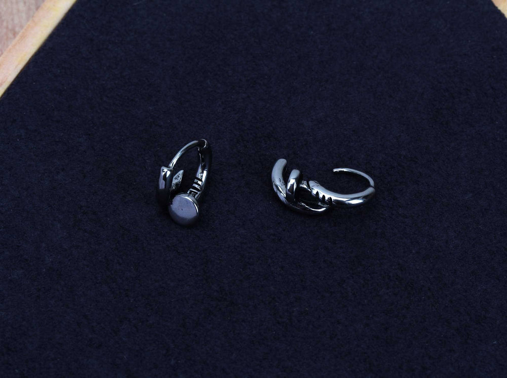 Nail Huggie Hoop Earrings for Men Hoop Men Cartilage Huggie Earring Nail Hoop Earring Man Clip Earrings Men Nail Hoops Nailed Steel Hoops Pair(2