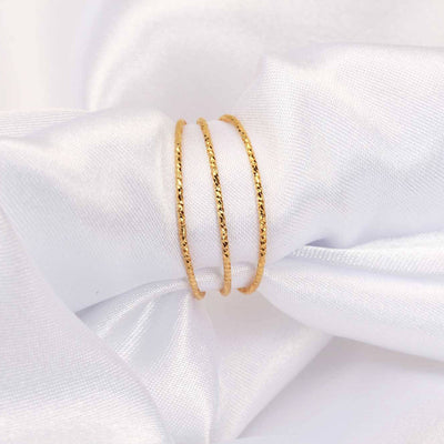 Gold 0.8mm Diamond Cut Sterling Gold Minimalist Rings Simple Dainty Stackable Thin Skinny Rings