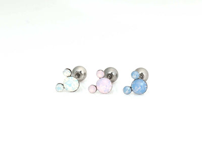 Opal Mickey Earrings Tiny Opal Mickey Stud Earrings Screw Back Earrings Cute Earrings Mickey Cartilage Earrings Minimalist Earring